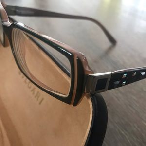 Auth BVLGARI Frames Eyeglasses Crystal Dark Green